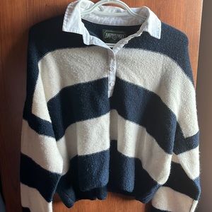 American Eagle collared sweater, navy and white stripes